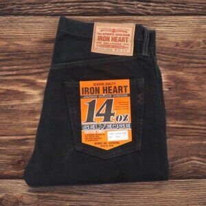 Iron Heart 555S-142OD Overdyed Black Selvedge Denim Jeans 14oz Slim Fit W33 L34